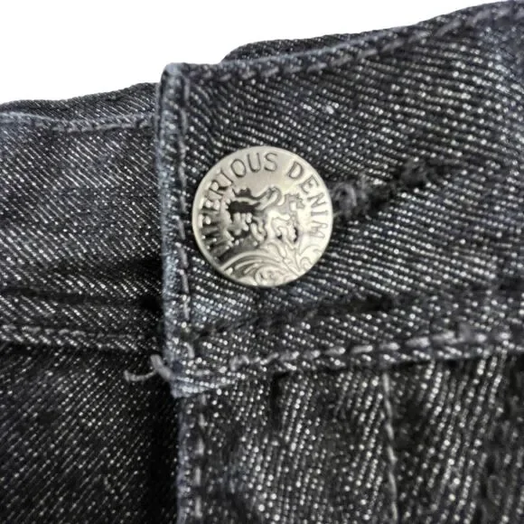 Imperious Delf Trading Jeans 38x33 Black Vintage Flap Pocket Embroidered Rock - Picture 9 of 16